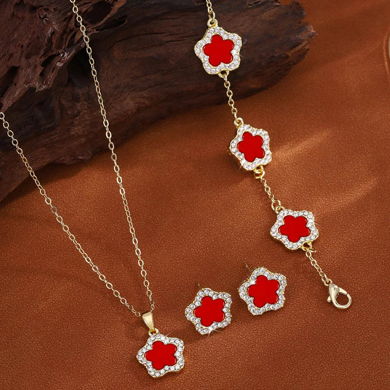 Flower Pendant Necklace & Earrings