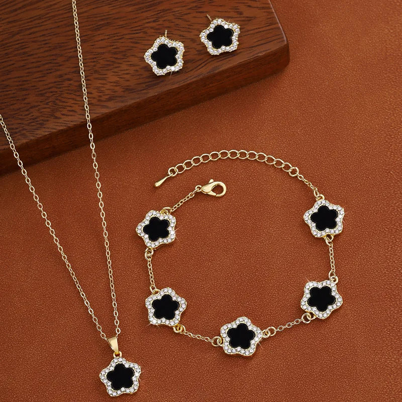 Flower Pendant Necklace & Earrings