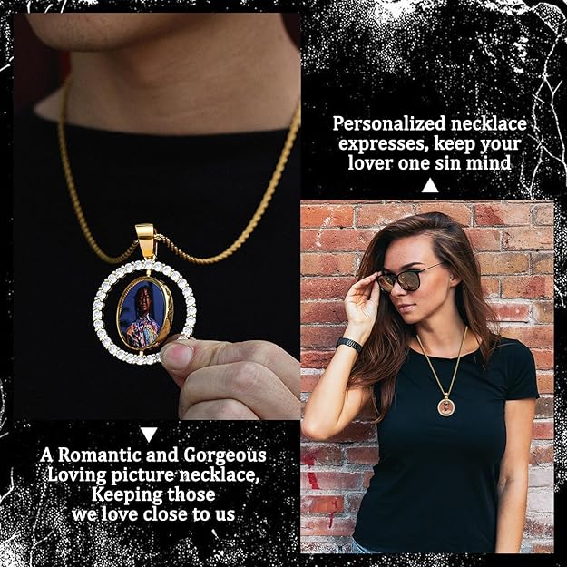 Custom Photo Necklace Rotating Double-Sided