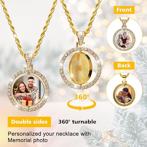 Custom Photo Necklace Rotating Double-Sided