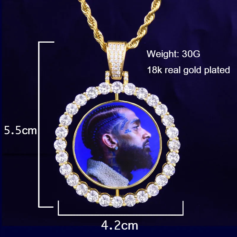 Custom Photo Necklace Rotating Double-Sided