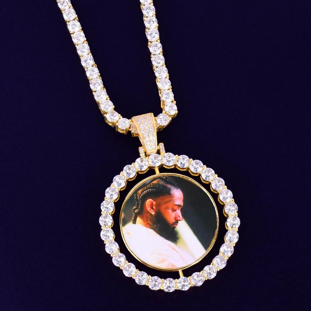 Custom Photo Necklace Rotating Double-Sided