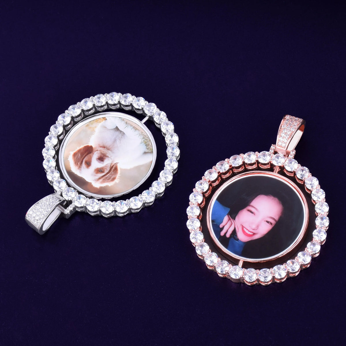 Custom Photo Necklace Rotating Double-Sided