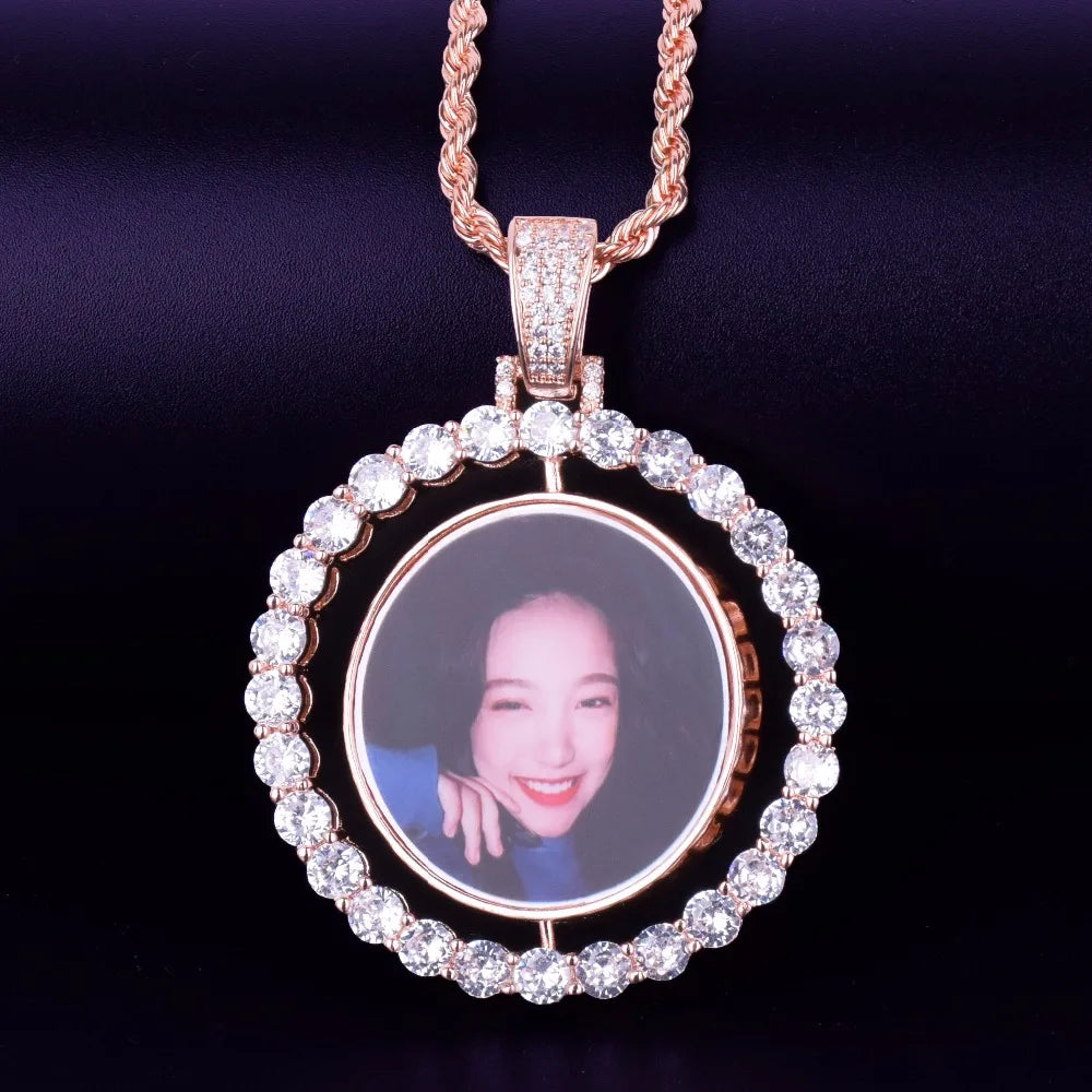 Custom Photo Necklace Rotating Double-Sided