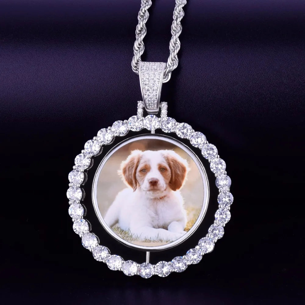 Custom Photo Necklace Rotating Double-Sided