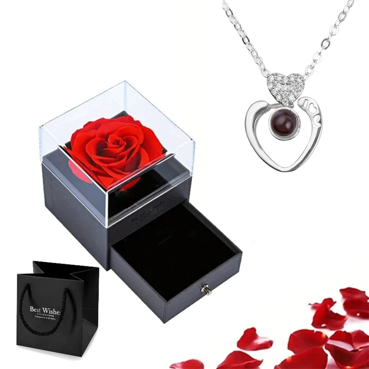 Preserved Rose with Necklace