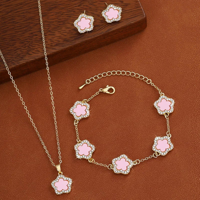 Flower Pendant Necklace & Earrings