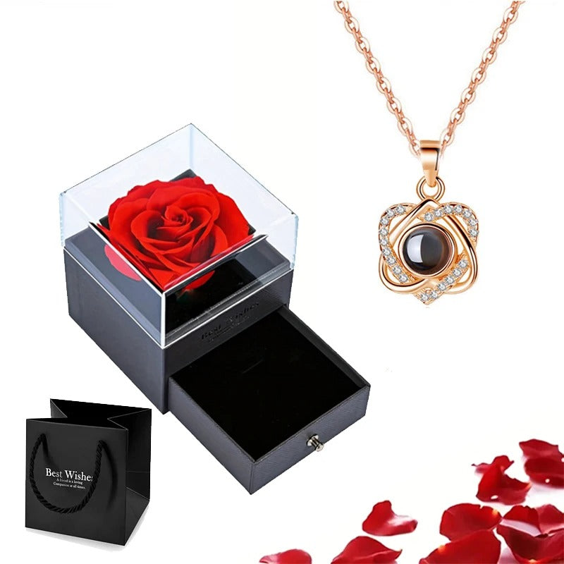 Preserved Rose with Necklace