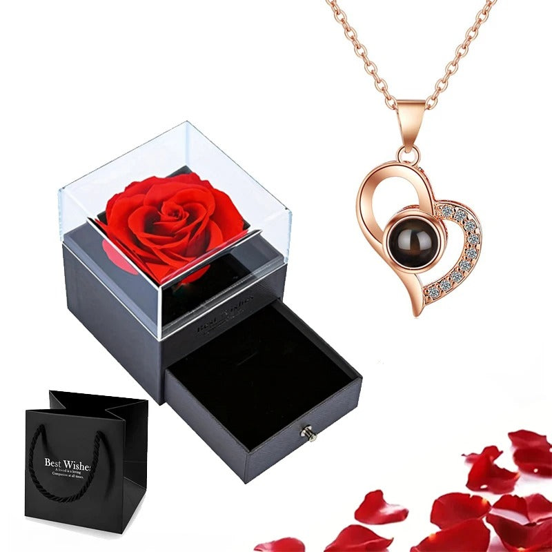 Preserved Rose with Necklace