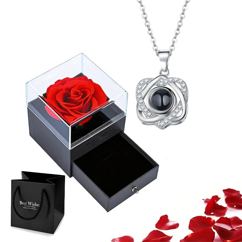 Preserved Rose with Necklace