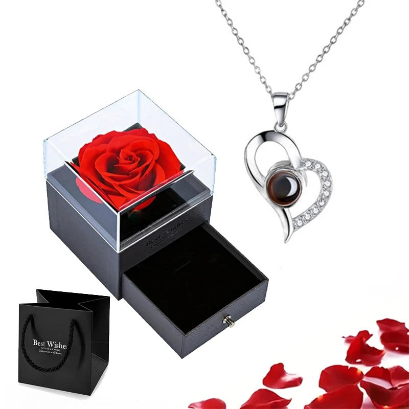 Preserved Rose with Necklace