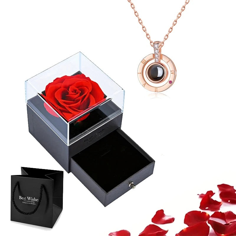 Preserved Rose with Necklace