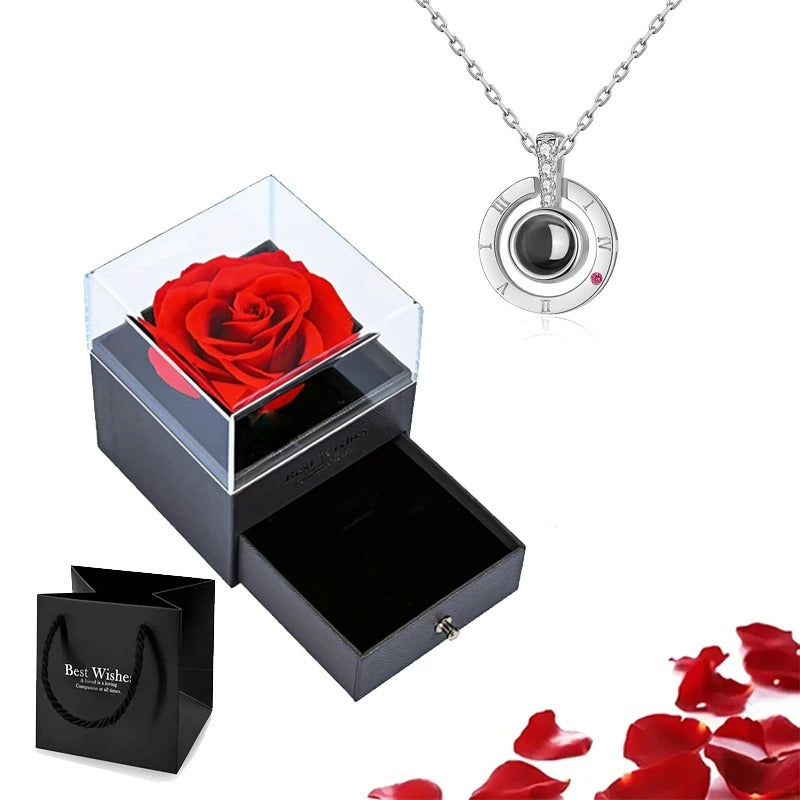 Preserved Rose with Necklace